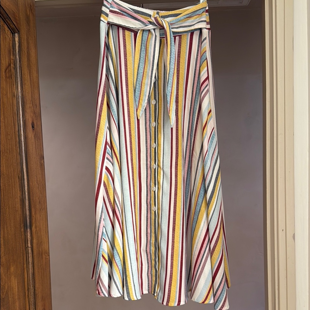 Striped Multicolor Midi Skirt by En Crème size s